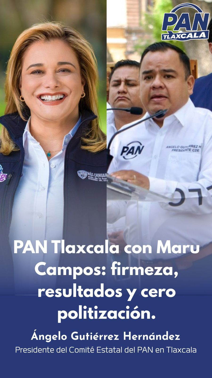 PAN Tlaxcala respalda a Maru Campos y llama a frenar la politización de la seguridad